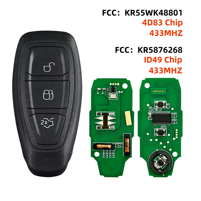 KR55WK48801 KR5876268 Smart Remote Car Key 433MHz 4D83 / ID49 Chip For Ford Focus Grand C-Max Kuga Mondeo Fiesta Not Fit Puma