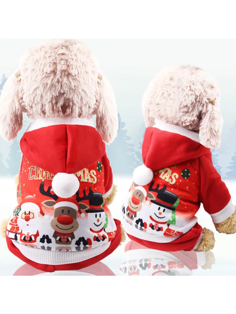 Dog Winter Warm Pet Clothes Christmas Clothes  for Small Medium Dogs Elk Santa Claus Dog  Coat Hoodies Christmas Dogs Costume