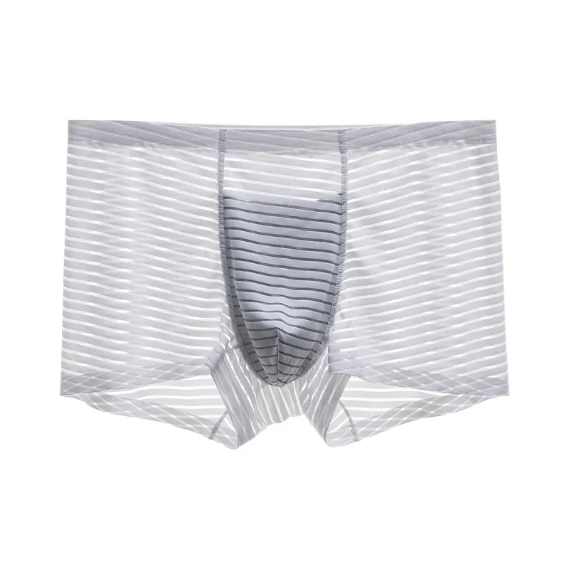 ملابس داخلية رجالية شبكية مضادة للبكتيريا، بوكسر رجالي من الحرير الجليدي بدون خياطة، بوكسر صيفي رقيق بدون خياطة يسمح بمرور الهواء