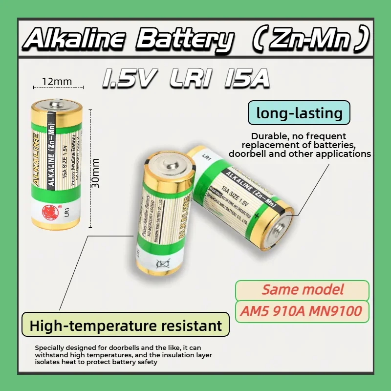 

1.5V Latest N Size Alkaline Batteries LR1 15A AM5 MN9100 E90 for MP3/Walkman/Doorbell/Bluetooth Speaker/Toy Primary Dry Battery