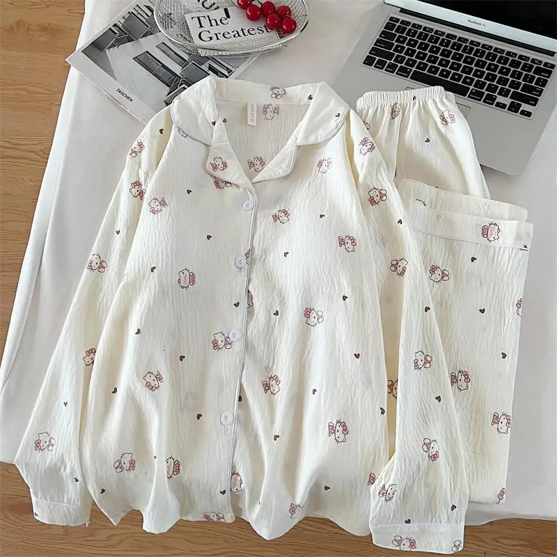 

Sanrio Hello Kitty Cloud Cotton Pajamas Set Cotton Women Home Spring Autumn Long Sleeve Loungewear New Live Stream Bestseller
