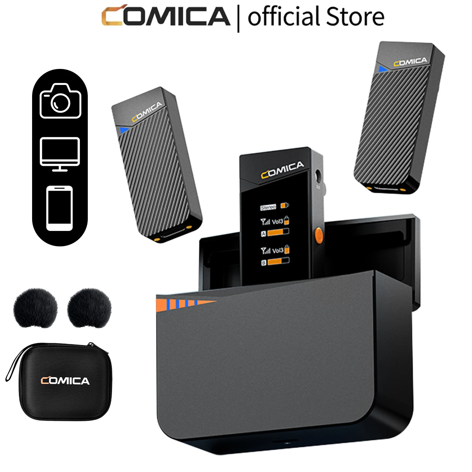 

Беспроводной мини-микрофон-петличка 2.4G с зарядным кейсом, COMICA Vimo C для камеры, смартфона, YouTube, подкастов, интервью