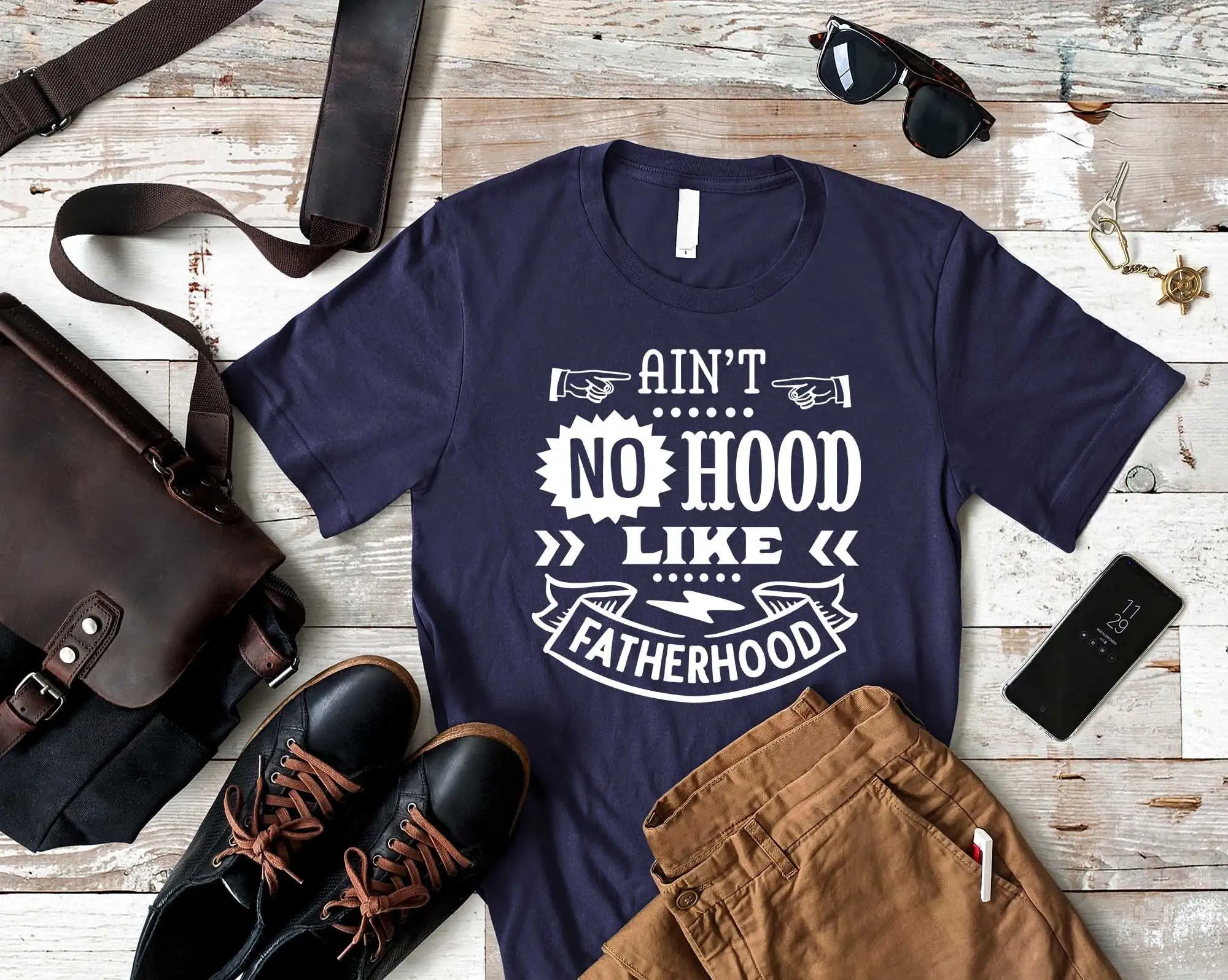 No Hood Like Fatherhood Funny Fathers Day T Shirt for Dad s from Daughter to Best New