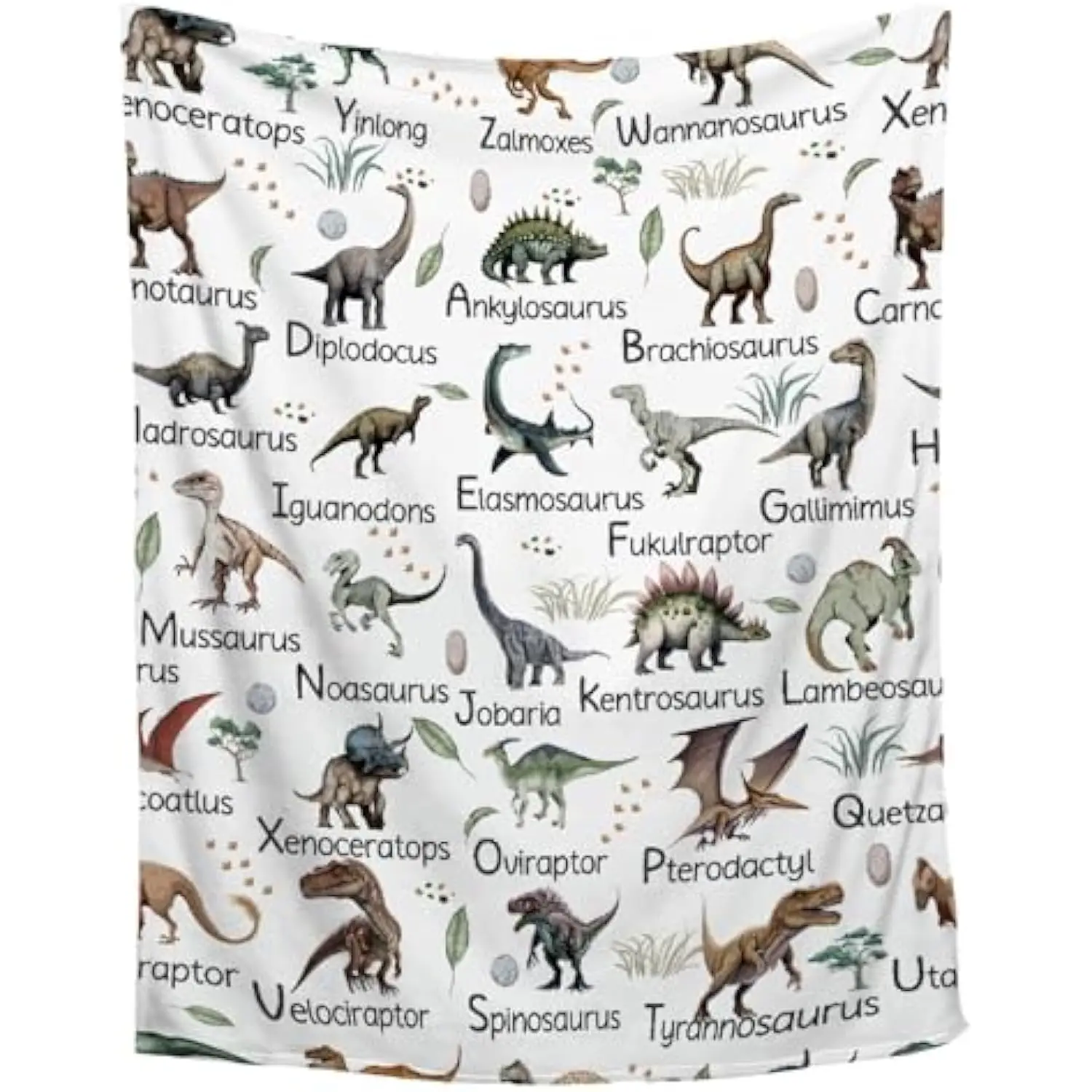 Dinosaur Types Alphabet Blanket Soft Flannel Throw for Kids Boys Toddler Nursery Decor Sofa Blankets For Living