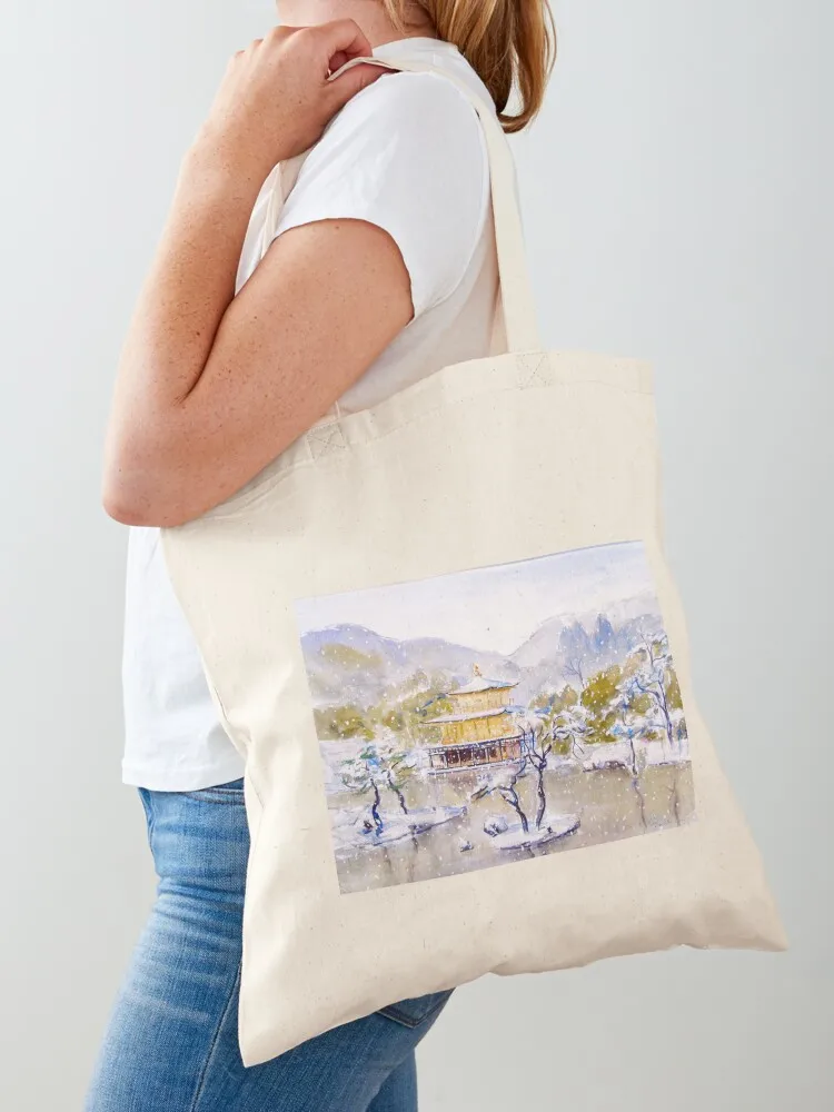 

Golden Temple Kyoto Tote Bag reusable shopping bags Canvas shoulder bag tote bags cloth bags bag for beach