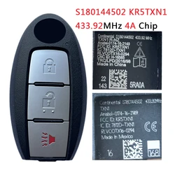 TXK027071 285E3-5RA0A For Nissan Kicks 2018-2020 Smart Remote Car Key 2+1 Button 433.92MHz 4A Chip S180144502 FCC ID KR5TXN1