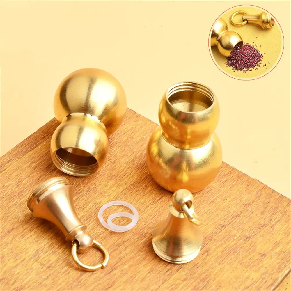 Brass Gourd Pendant Irregular Jar Keychain Hanging Necklace Jewelry Waterproof Pill Box Medicine Case Container Bottle Keychains