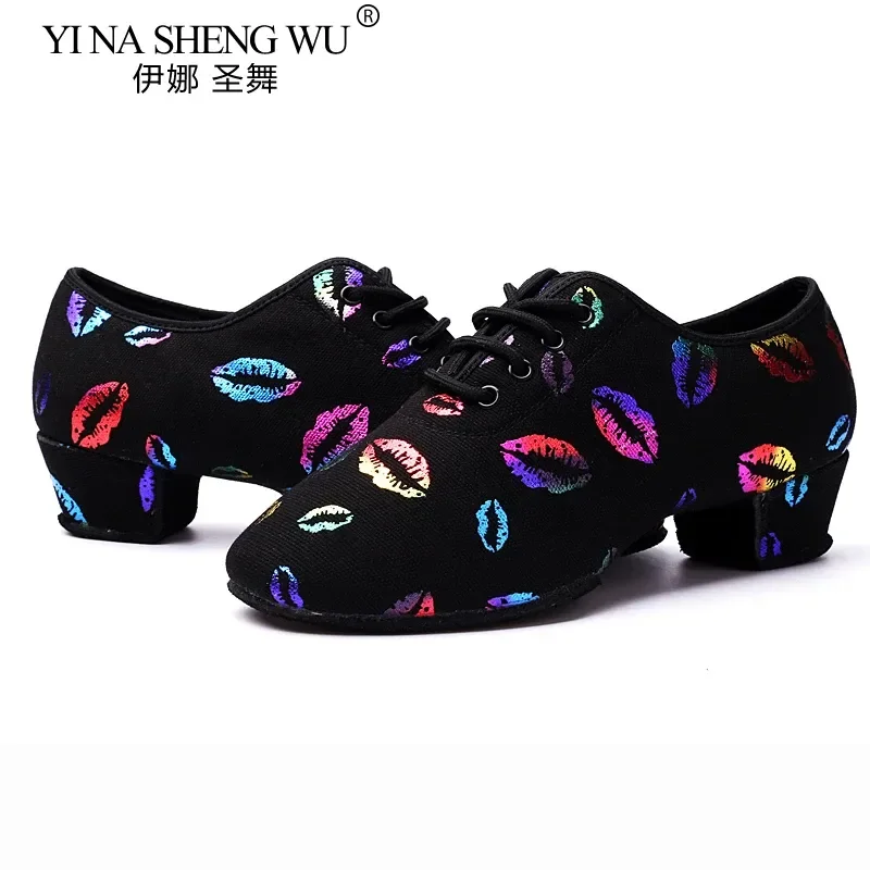 المرأة داخلي أكسفورد الجلود وحيد كعب سميك أحذية رياضية قاعة الرقص اللاتينية الحديثة أحذية الباليه أحذية الرقص 3/5 سنتيمتر عالية الكعب