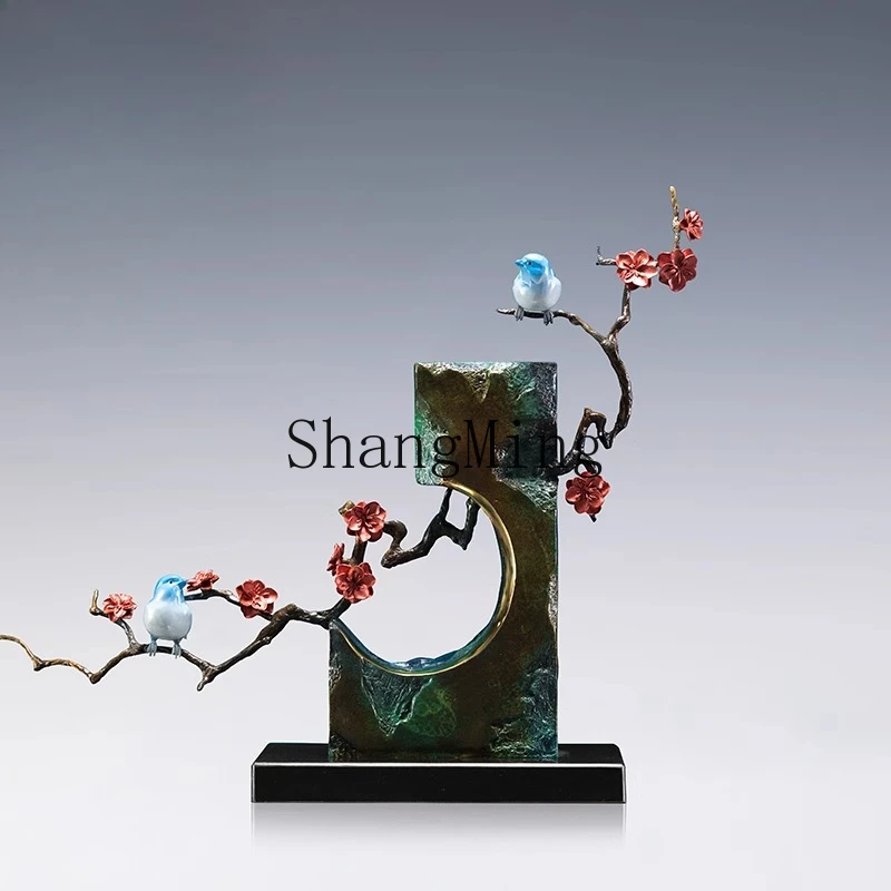 

CL copper gold years brass flower and bird ornament new Chinese living room entrance home decoration handicrafts