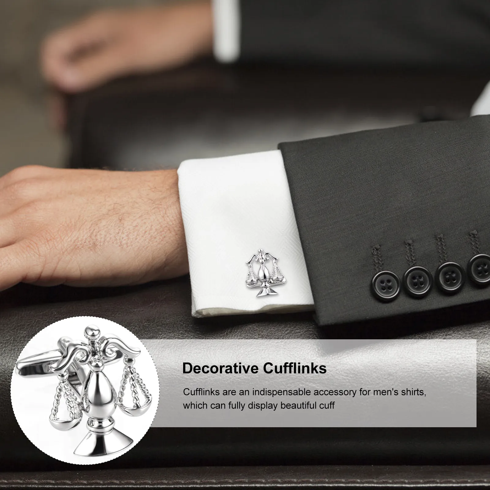 1Pair Fashion Balance Shape Cufflinks Rust Resistant Copper Cuff Links for Male Shirts Stylish Decorative Fastener Gift Idea