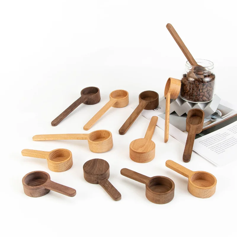 Black Walnut Elm Wood Coffee Bean Spoon Milk Powder Measure Spoon Wooden Coffee Bean Scoop Tea Milk Powder Quantity Spoon