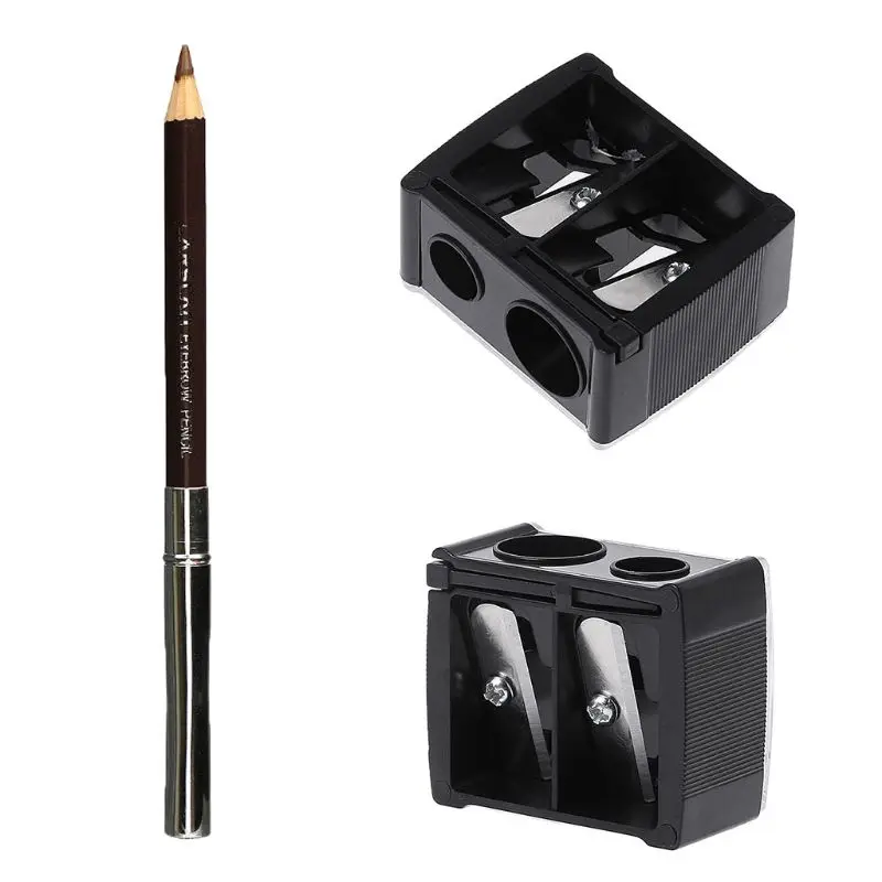 Y1UF 2 Holes Cosmetic Pencil Sharpener for Eyebrow Lip Liner Eyeliner Pen Tool