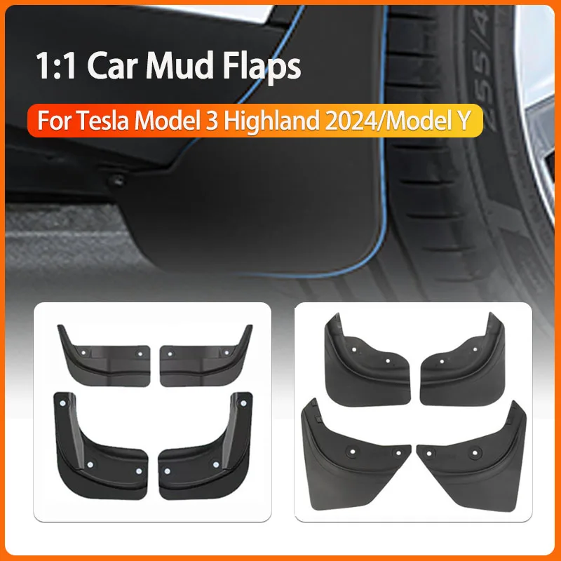 

Mud Flaps for Tesla Model Y 2023 2022 2021 Model 3 Highland 2024 Splash Guards No Drilling Fender Fit for Model Y Accessories