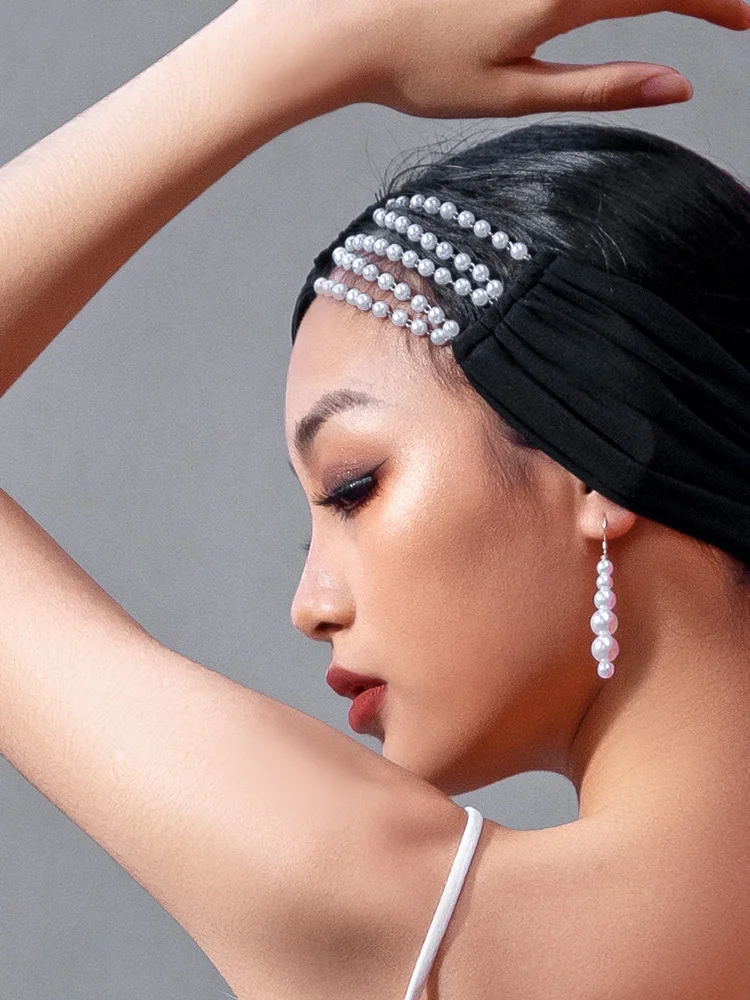 Modern Dance Hair Accessories Headwear Female Pearl High-Quality Hair Headband Hair Latin Hairband Latin Dance Accessories