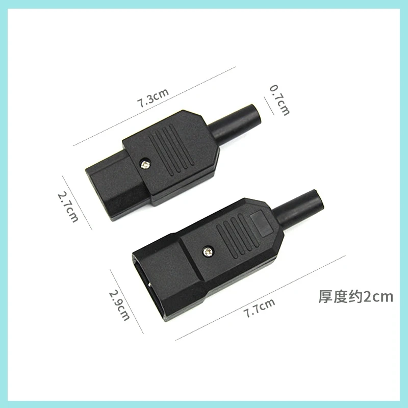 IEC Straight Cable Plug Connector C13 C14 10A 250V Black Female Male Plug Rewirable Power Connector 3 Pin AC Socket B2