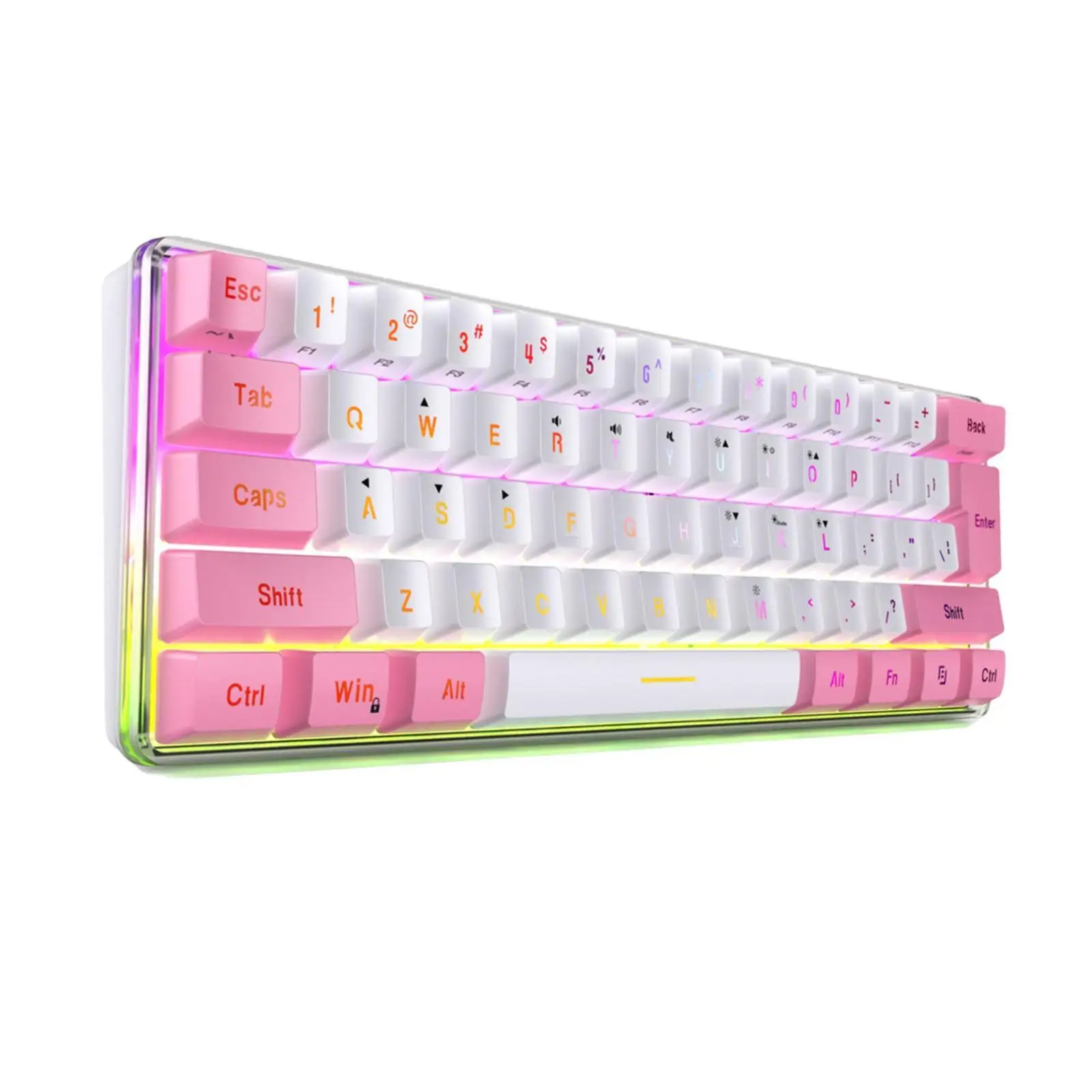 

Wired USB C Gaming Keyboard 60% 61 Keys Plug and Play Two Color Injection Keycaps RGB Illumination for PC Laptop Office Gamer