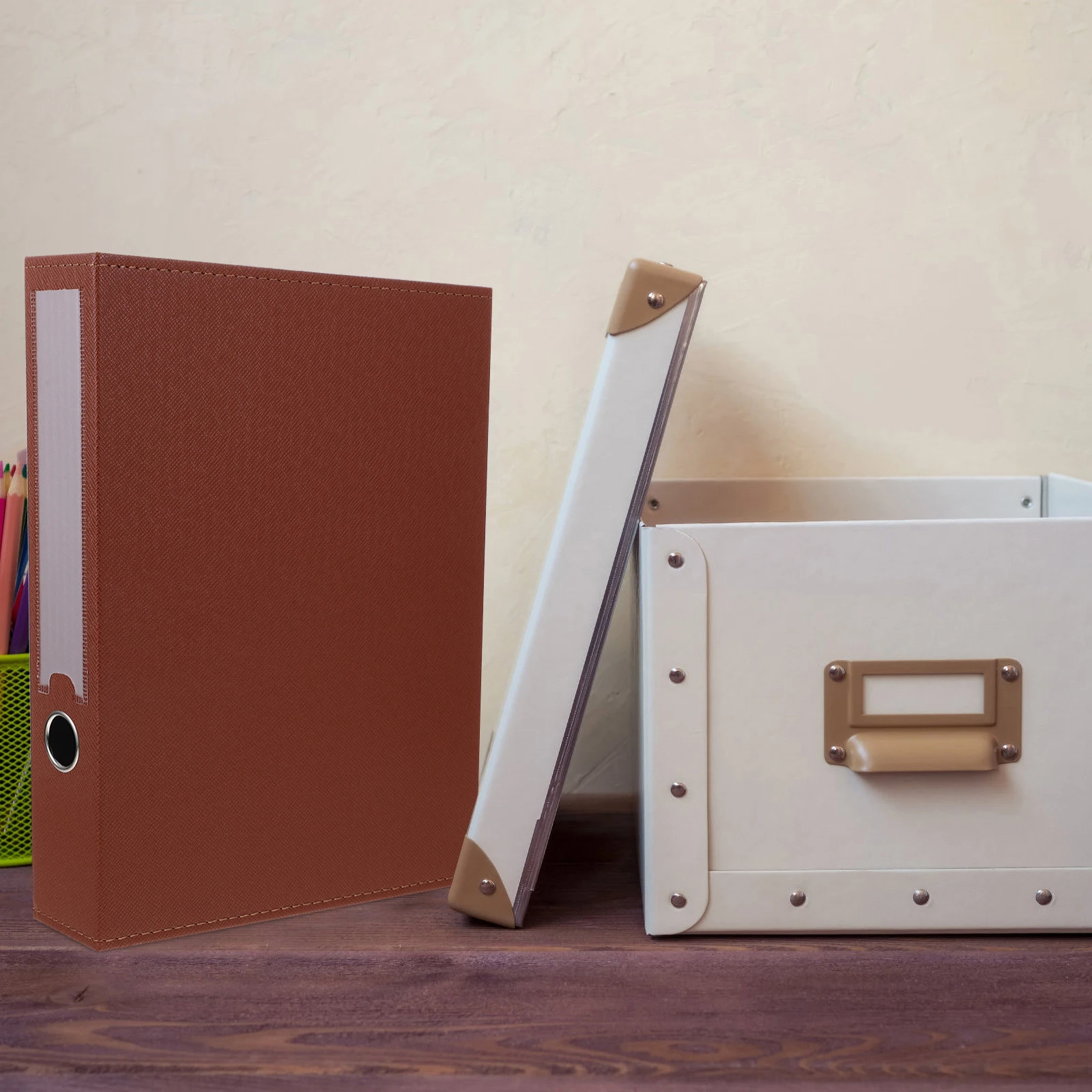 

Paper Organizer for Desk File Box Boxes Holder Binder Cardboard Folder Student Office