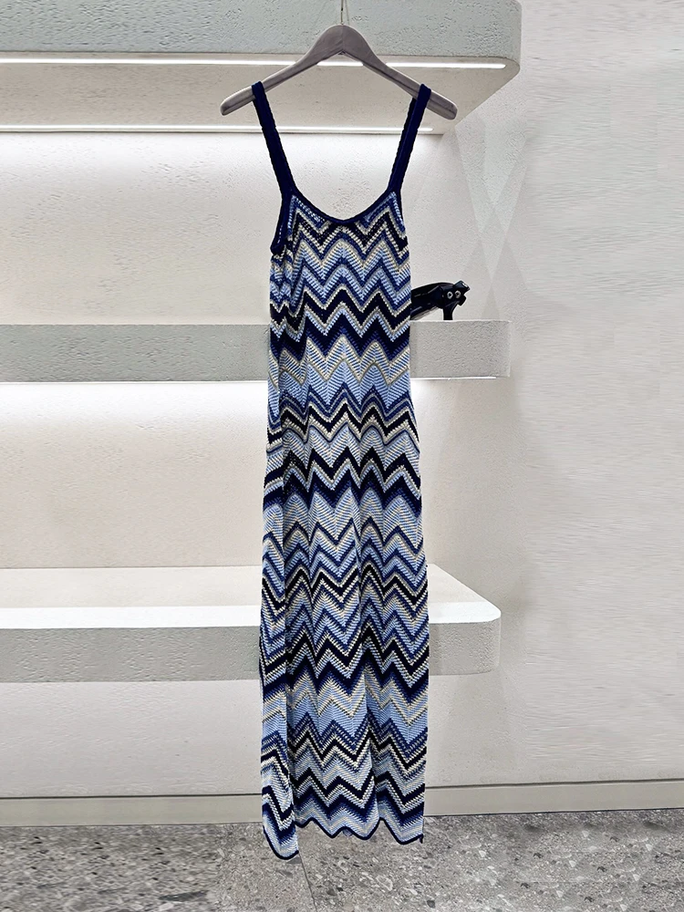 

M Home Nan You High End Women's Spring 2025 Long Knitted Dr with Embroidery High Waist a Line Skirt No Sve Ele