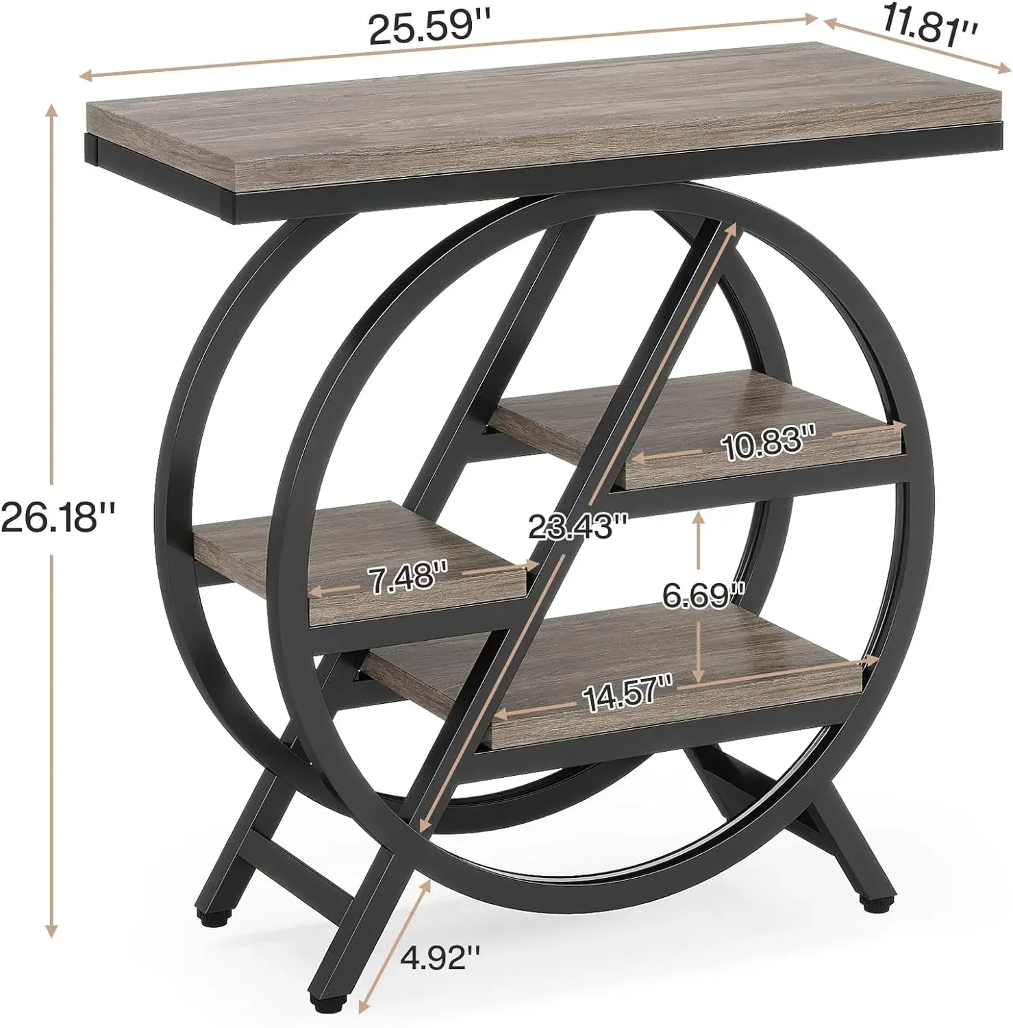 End Table for Living Room,3-Tier Narrow SideTable withStorage,Sofa SideTable,Industrial Nightstand and Bedside Table for Bedroom