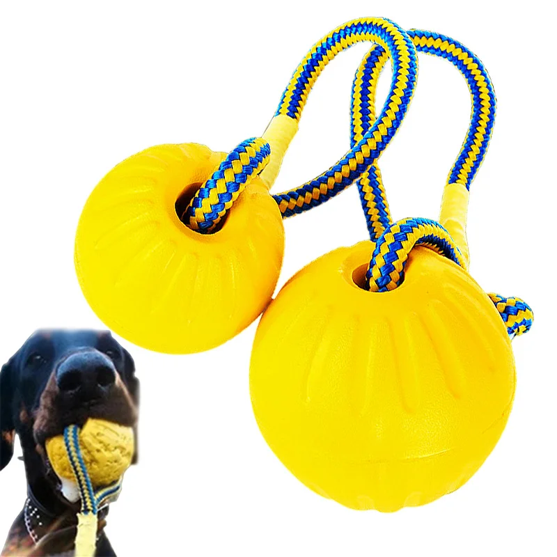 Dog Chew Toy EVA Floating Water Balls Pet Puppy Outdoor Training Interactive Ball Toy With Rope Dogs Biting Fetching Play Toy