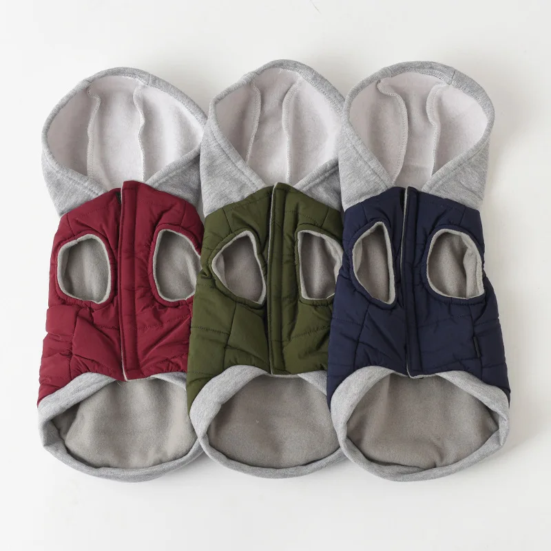 Pet Dog Warm Sweater Splice Hooded Jacket Puppy Dog Thicken Autumn Winter Fashion Pet Vest