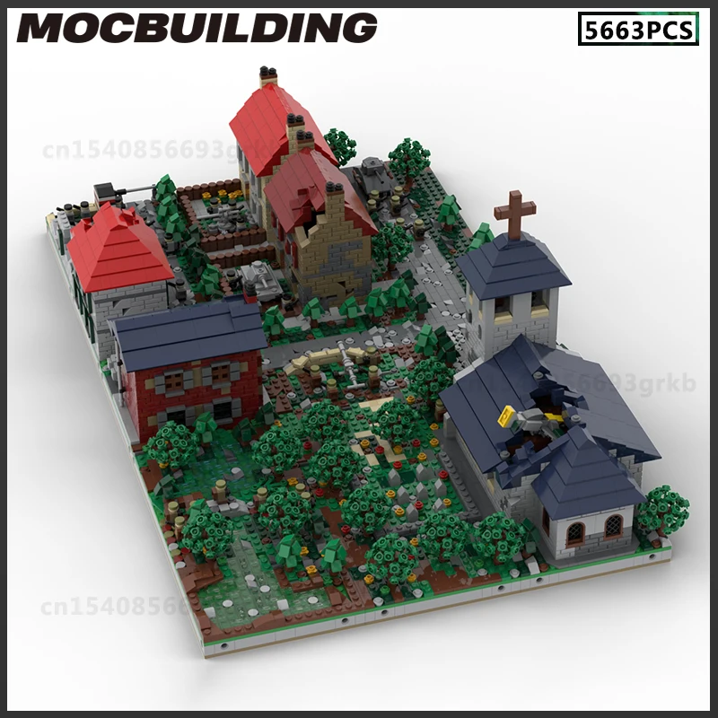 MOC Building Blocks Modern Military Battlefield War Scenes Broken House DIY Bricks Model Christmas Present Birthday Gifts Toys