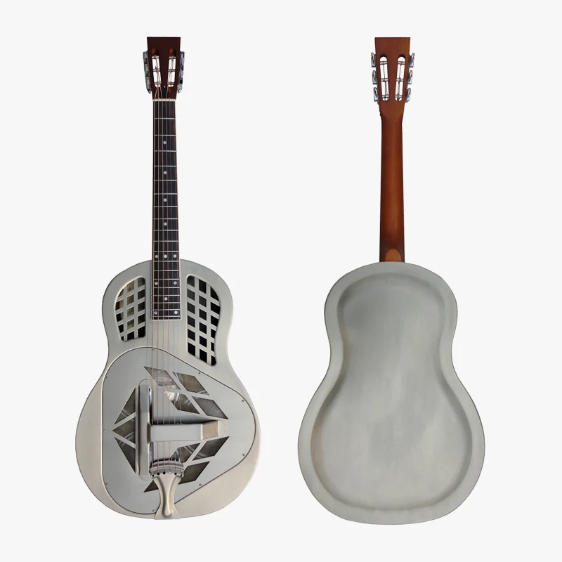 Sinomusik Triolian Style Matt Finish Brass Body Blues Slide Resonator Guitar with Free Guitar Case and Strap