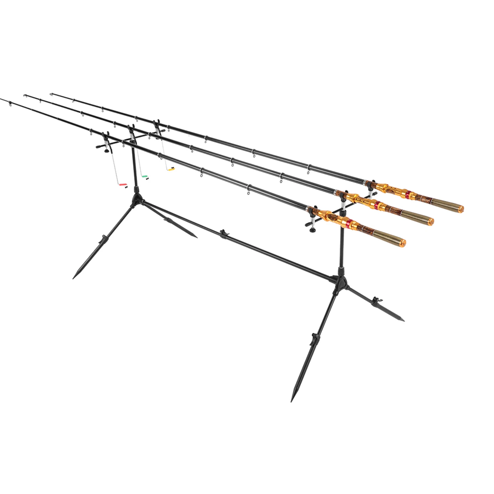 Lixada 3-in-1 Fishing Rod Pod Stand Holder Adjustable Retractable Carp with 3pcs Bite Alarms Fishing Tackle Fishing Accessories