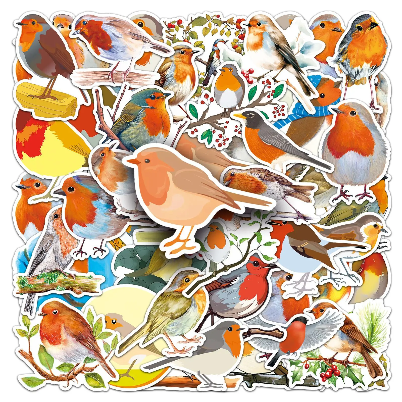 10/50PCS Cartoon Animal Robin Bird Sticker Cute Funny Doodle Decorative Water Cup Guitar Scrapbook Bike Decal Kids Toy Gift