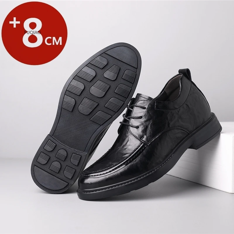 

Men's Business Casual Derby Shoes Genuine Leather Invisible Elevator Shoes 3/6/8CM Breathable Soft Sole Lace Up Height Footwear