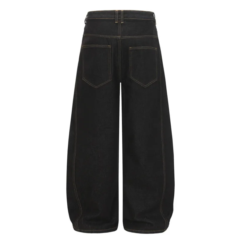 HKSH Autumn New Men Tide Jeans Hip-Hop Trendy Design Diagonal Button Open Front Unique Niche Loose Wide-Leg Denim Pants HK17826