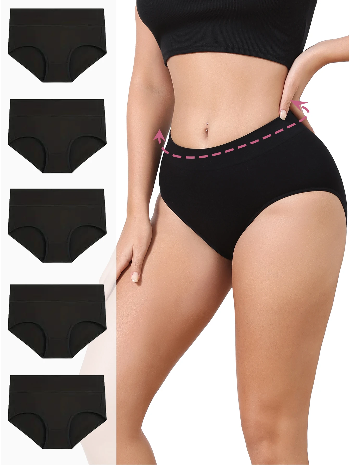 

5-Pack Seamless Women's Underwear Breathable Solid Color Triangle Briefs Comfortable Solid Women's Briefs