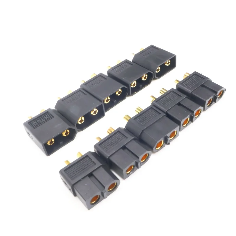 10 szt. Czarne złącza XT60 XT30 XT90 męskie żeńskie wtyki do akumulatorów RC Lipo, części zamienne do dronów i samolotów