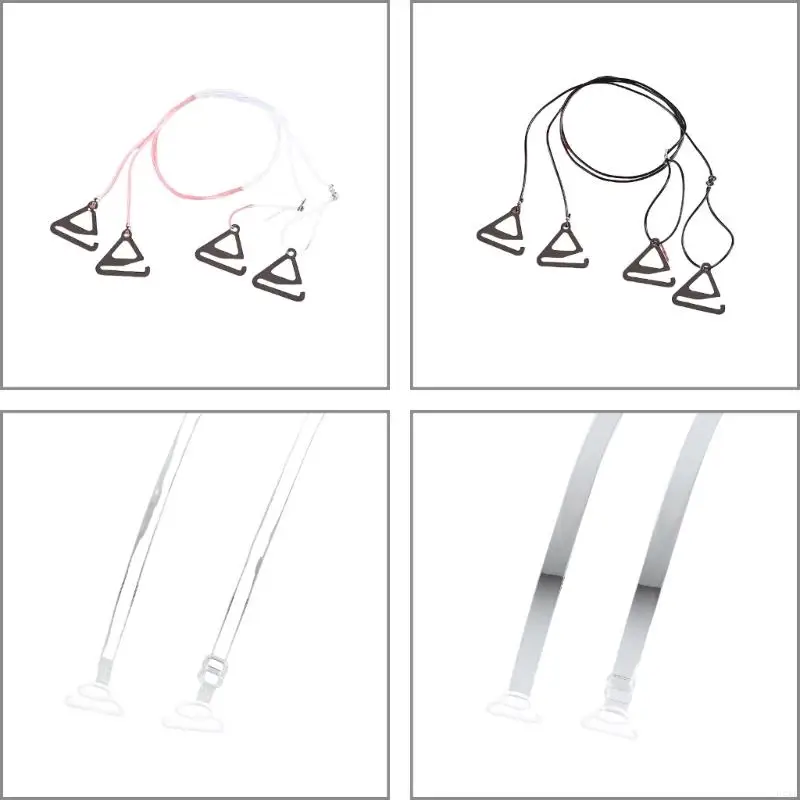 

L5YC 2Pcs Women Thin TPU Clear Bra Shoulder Straps Antiskid Adjustable Underwear Belt Replacement for Strapless Dress