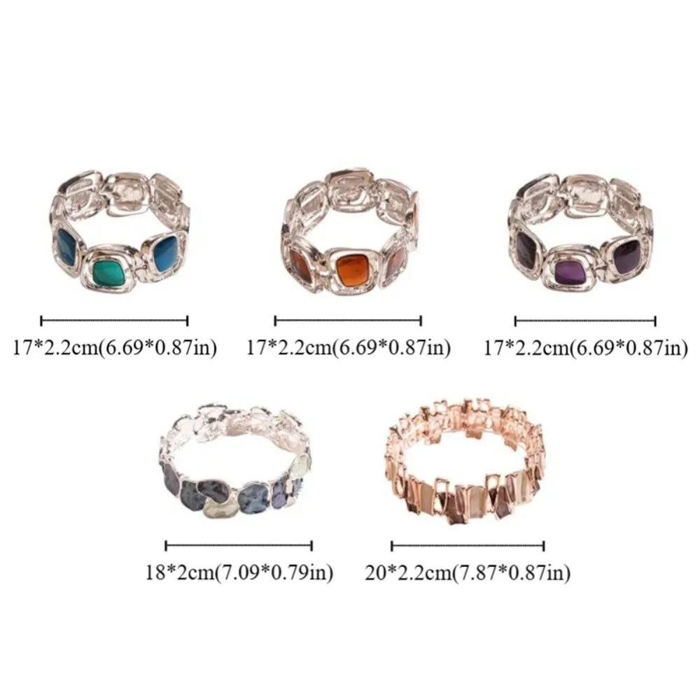 Pulseira geométrica irregular colorida óleo rosa à prova d'água pulseira elástica esmaltada circular patchwork pulseira de mão feminina