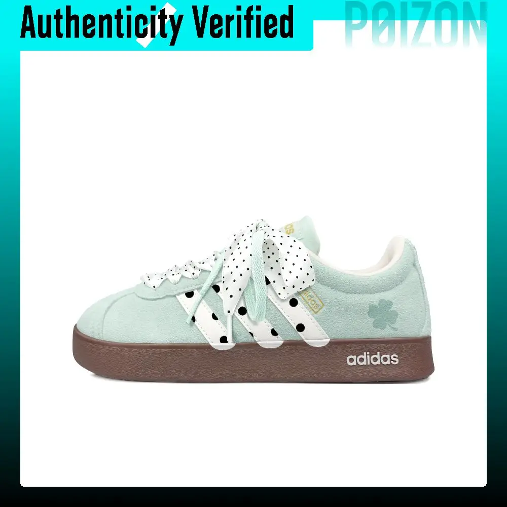 Adidas Vl Court Classic German Army Trainers Women's Low-top Mint Green White Brown Color Block KH5552（Group2485-）