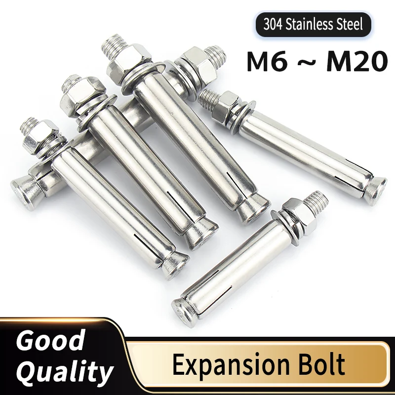 Boulon d'expansion vis 304 acier inoxydable M6 M8 M10 M12 M14 M16 M18 M20 longueur 50mm-300mm Tube d'expansion boulons d'ancrages en béton