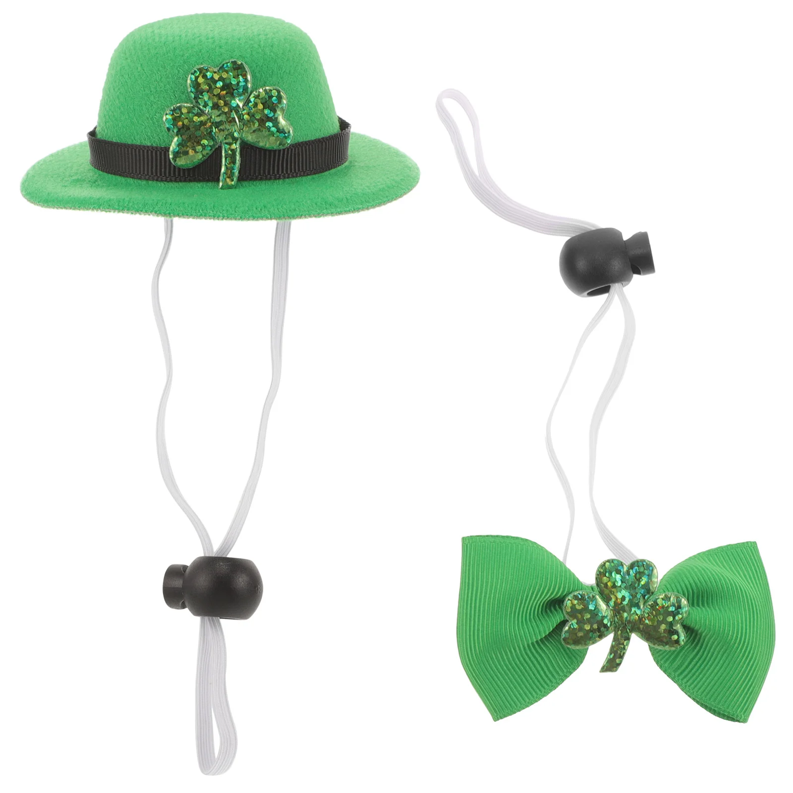 

Pet Hat and Tie Set Shamrock Costume Patricks Day Accessories Dog Top Small Bow