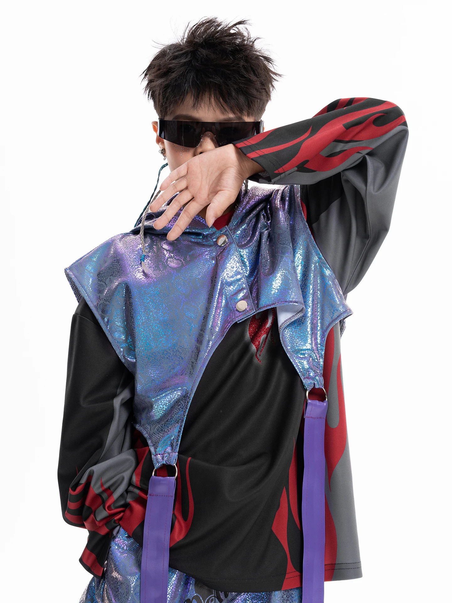 بنين بنات كول شارع الرقص الهيب هوب شارع الرقص تظهر رقص الجاز الملونة سترة السراويل ملابس أداء الأطفال DN22192