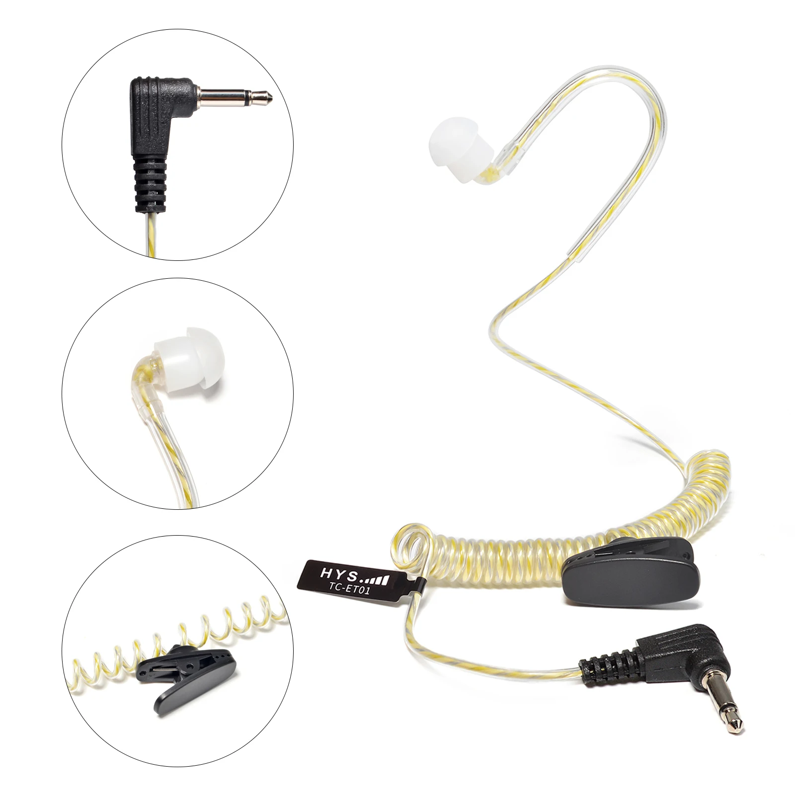 2pcs Surveillance Listen Only Balanced Armature 3.5mm Earphone, Soft in-Ear for Two-Way Radios, Shoulder Speaker Microphones