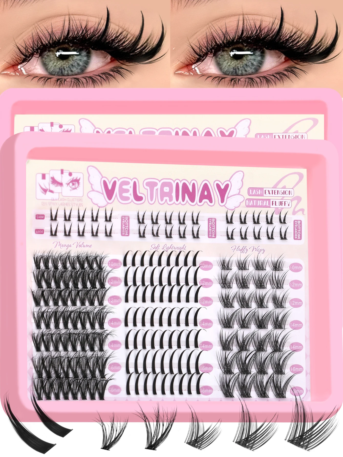 VELTRINAY Bottom+Fairy+30D Eyelash Clusters 4 IN 1 Lash Clusters Long Spikes Lower Eyelashes Reusable Lashes Clusters Makeup