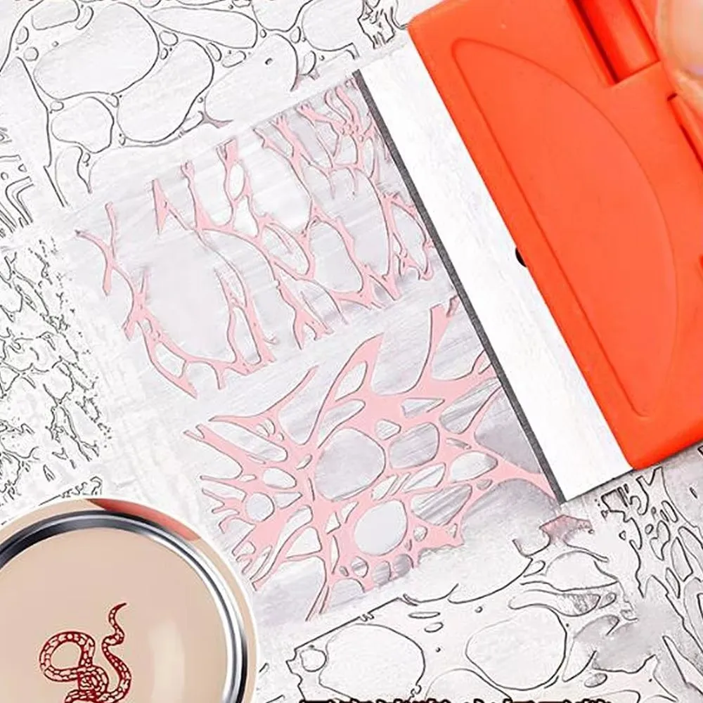 เครื่องมือทำเล็บแบบมัลติฟังก์ชั่น ที่ขูดลายเล็บแบบถอดได้ สำหรับทำเล็บแบบฝรั่งเศส พร้อมแม่แบบพิมพ์ลายเล็บแบบถอดได้