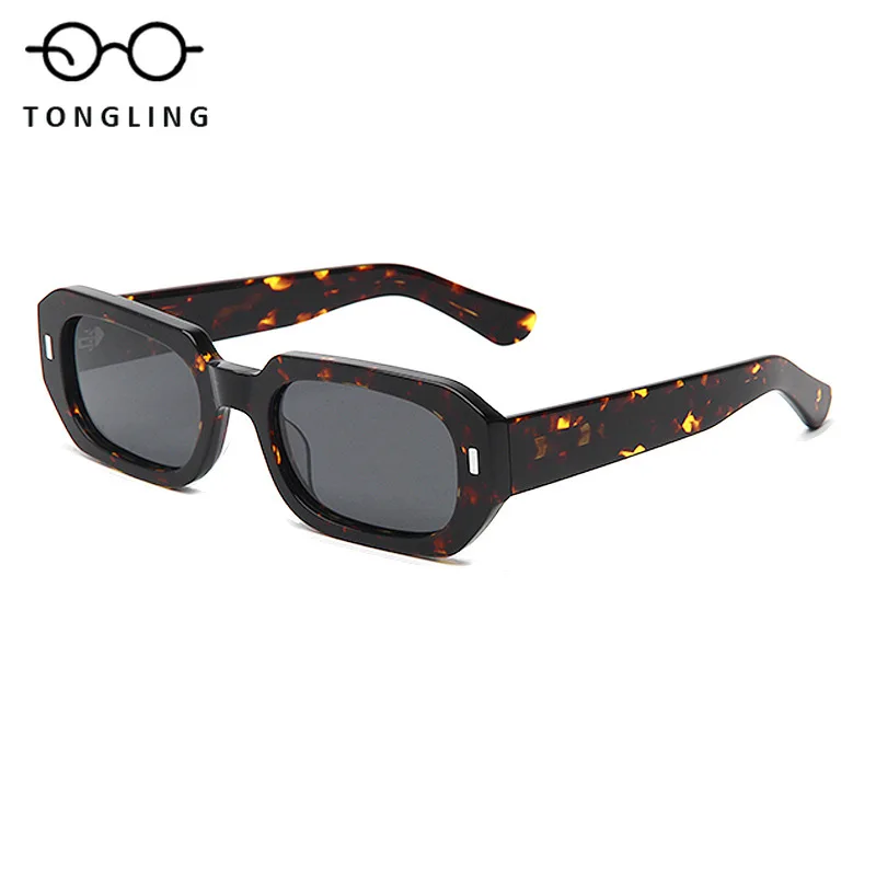 2025 New Fashionable High-Quality Handcrafted Women Retro Trendy Square Men Small-Frame Rice-Nail High-End Personalized Sunglass