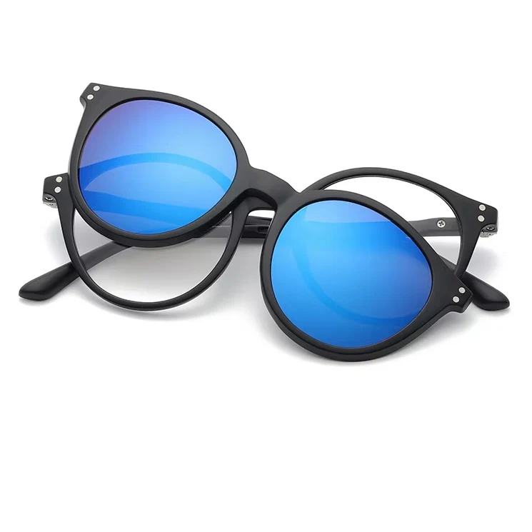 VCKA-gafas de sol para miopía, lentes con Clip magnético, prescripción-0,5 a-10, TR90 marco redondo, bloqueo de rayos azules, astigmatismo miopía
