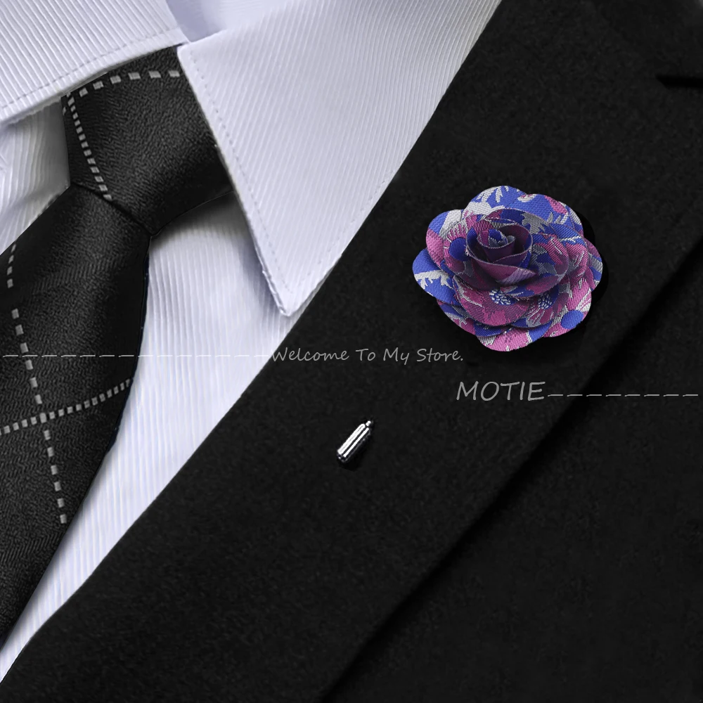 Men's Handmade Brooch Fabric Flower Plants Brooch Pin Suit Shirt Corsage Collar Lapel Pin Wedding Boutonniere Clothes Accessory