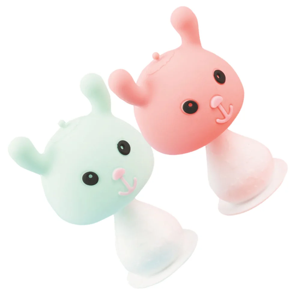 

2Pcs Baby Teething Mushroom Chewing Safe Silicone Cartoon Design Soothing Educational Early Development Infant Coordination