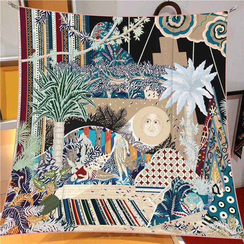 ผ้าคลุมไหล่แฟชั่น syal Sutra ขนาด90ซม. ผ้าผ้าคลุมหัวมุสลิมสี่เหลี่ยมผืนใหญ่ผ้าพันหัวผ้าพันหัวแบรนด์หรู