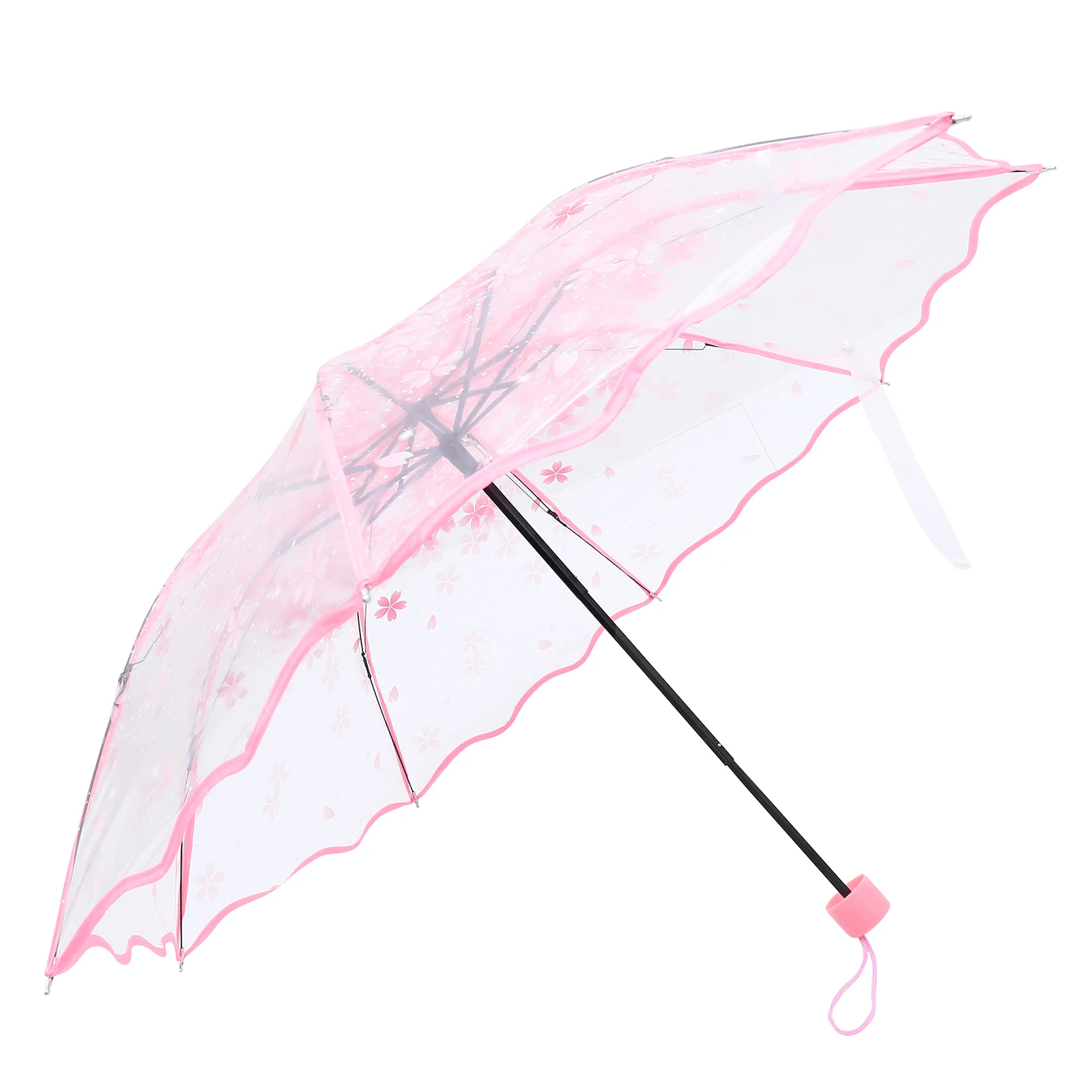 

Creative Folding Umbrella Durable Compact Transparent Floral Design Outdoor Travel Rain Protection Sun Protection