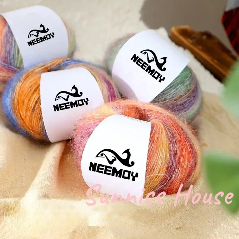 25g Mohair Yarn Combed Cotton Gradient Yarn,Soft Milk Wool Yarn for Scarf Sweater Hat Clothing DIY Needlework  Thread