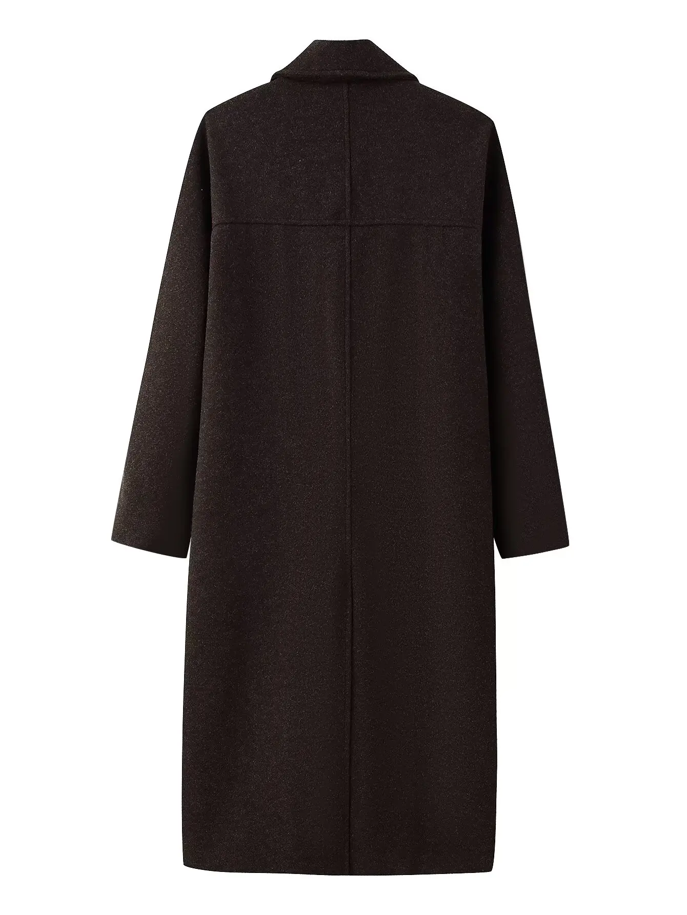 DiYiG WOMAN 2025 Winter New Fashion Blended Long Coat Chic Double-breasted All-match Long-sleeved Jacket Outerwear Mujer